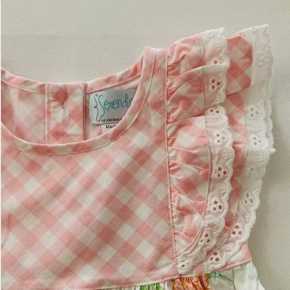 Serendipity pink and white cotton summer Top size 12-18 Months EUC